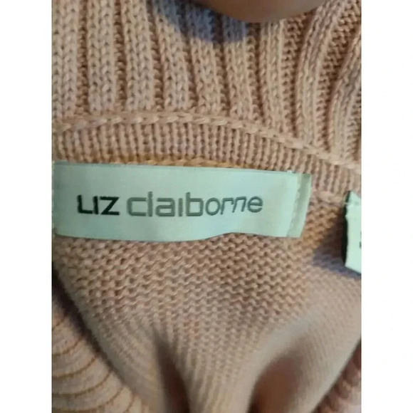 Liz Claiborne Sweater Pink White Shawl Collar Sz L Classic Preppy Sporty - Picture 8 of 10